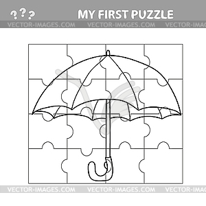 Umbrella in cartoon style, education game for - vector clip art