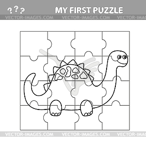 Cute puzzle game. puzzle game with happy cartoon - vector clipart / vector image