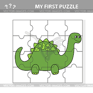 Cute puzzle game. puzzle game with happy cartoon - vector clipart