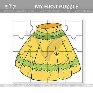My first puzzle with cartoon skirt. Easy game for - vector clipart