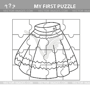 My first puzzle with cartoon skirt. Easy game for - vector clipart