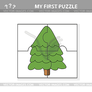 Educational paper game for children, fir-tree. - royalty-free vector image