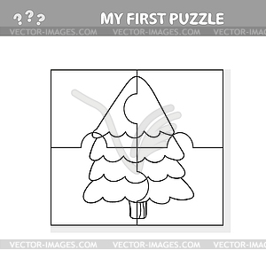 Educational paper game for children, fir-tree. - vector clip art