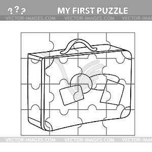 Travel suitcase - Jigsaw puzzle game for kids, - vector clip art