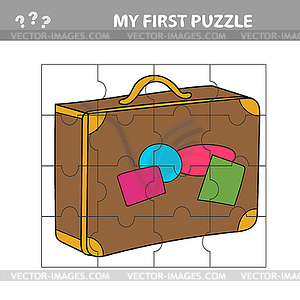 Travel suitcase - Jigsaw puzzle game for kids, - vector clipart
