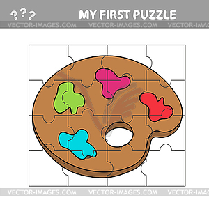 Jigsaw puzzle, education game for children, Art - vector clipart