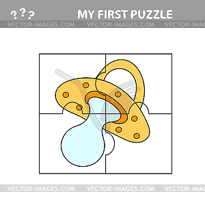 Jigsaw puzzle, parts of Pacifier. Educational - vector image