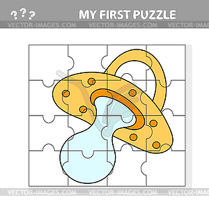 Jigsaw puzzle, parts of Pacifier. Educational - vector clip art