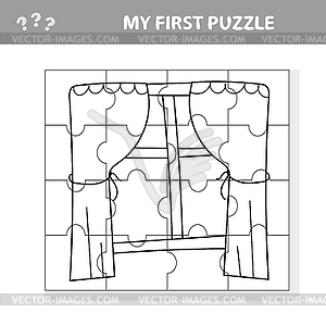  Game for preschool kids. Jigsaw puzzle with window - vector image