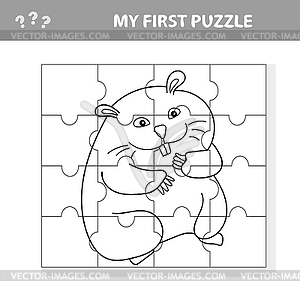 Puzzle Jigsaw Game For Kids - Animal Hamster - - vector image