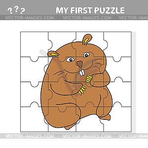 Puzzle Jigsaw Game For Kids - Animal Hamster - - vector clip art