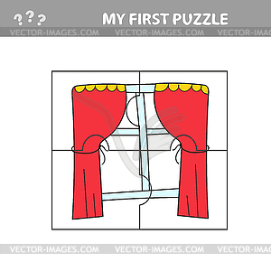  Game for preschool kids. Jigsaw puzzle with window - vector image