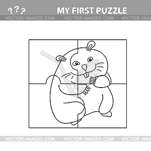 Puzzle Jigsaw Game For Kids - Animal Hamster - - vector clipart