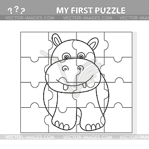 Cartoon education jigsaw puzzle game for preschool - vector clipart