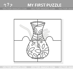 Shapes of vase - jigsaw pieces. Jigsaw puzzle game - vector image
