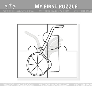 Jigsaw puzzle. Easy educational paper game for kids - vector clipart