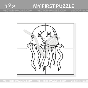 Пазл с медузами. Обучающая игра для - векторизованное изображение клипарта
