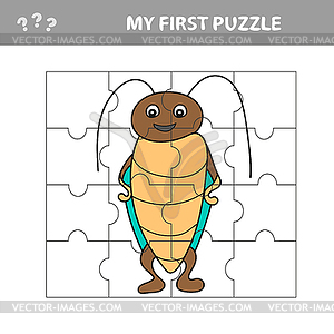 Jigsaw Puzzle Game for Preschool Children with Funn - vector image