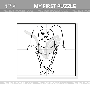 Jigsaw Puzzle Game for Preschool Children with Funn - vector image