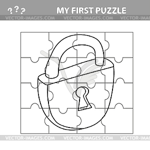 Lock. Education paper game for preshool children. - vector EPS clipart