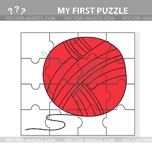 Jigsaw puzzle with yarn. Visual educational puzzle - vector clip art