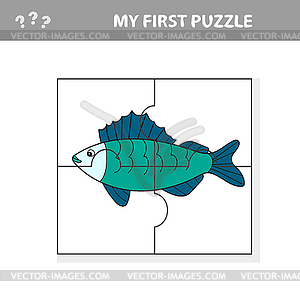 Рыба ерш. Пазл. для детей - векторное изображение