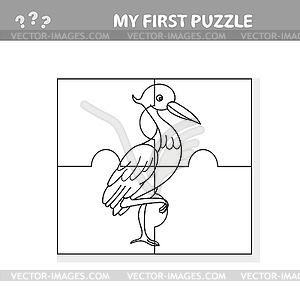 Heron bird - Jigsaw puzzle. for kids - vector clipart
