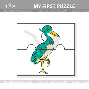 Heron bird - Jigsaw puzzle. for kids - vector clip art