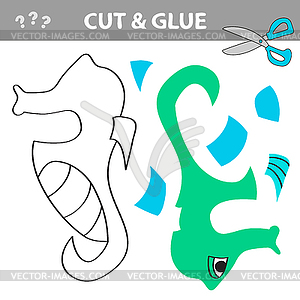 Cut and glue - Simple game for kids with funny - vector clipart