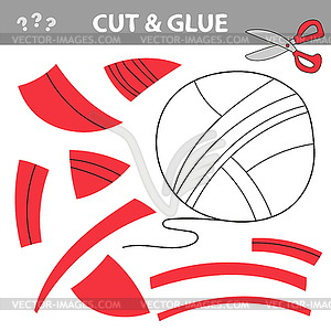 Cut and glue - Simple game for kids with yarn. - color vector clipart