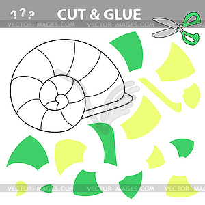 Cut and glue - Simple game for kids with seashell - vector image