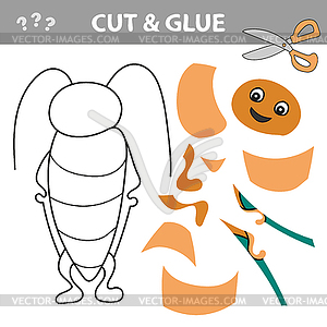 Cut and glue - Simple game for kids with bug - vector image
