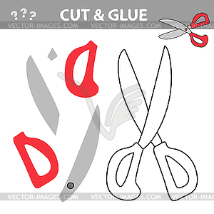 Cut and glue - Simple game for kids. Scissors. - vector clipart