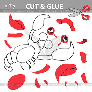 Cut and glue - Simple game for kids with Funny - vector clipart