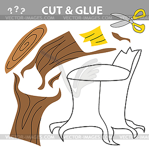 Cut and glue - Simple game for kids. Stump. Easy - vector clip art