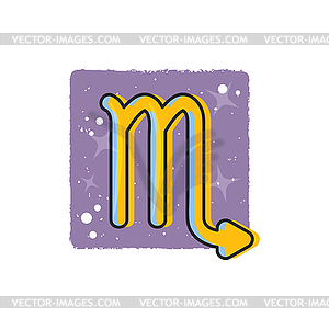 Scorpio - Zodiac signs. Yellow cartoon symbol on - royalty-free vector clipart