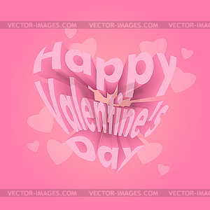 Happy Valentines Day - 3d text in shape of heart. - color vector clipart
