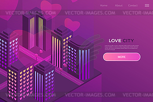 City of love, neon isometric . Design for website, - vector clipart / vector image