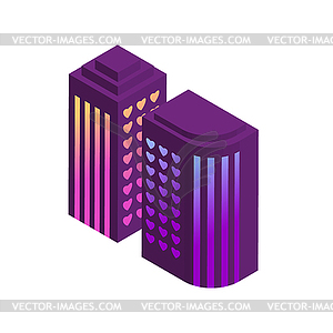 City of love, neon isometric building icon. Design - vector image