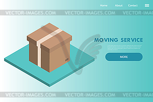 Moving house services - web banner with cardboard - vector EPS clipart