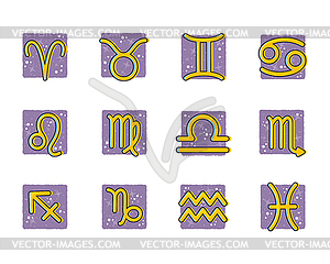 Zodiac signs. trendy . Flat design. Colored set - vector image