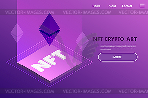 Non Fungible Token Project landing page - crypto - vector image