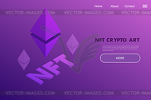 Non Fungible Token Project landing page - crypto - royalty-free vector image