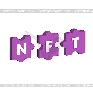 NFT - non fungible token. Isometric icon  - vector clip art