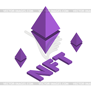 NFT - non fungible token. Isometric icon  - vector clipart