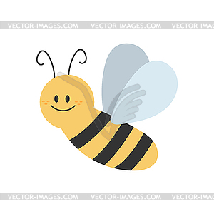 Lovely simple design of cartoon yellow and black bee - vector clip art