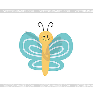 Cartoon butterfly. Cute smiling character for - vector image