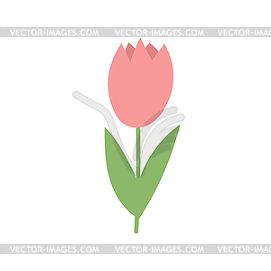 Simple cartoon icon - tulip blooms. 8 March - vector clip art