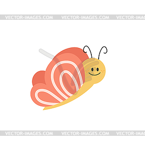 Cartoon butterfly. Cute smiling character for - vector image