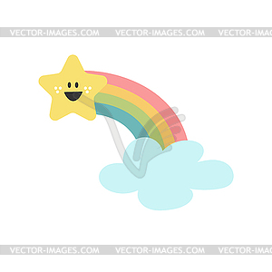 Rainbow and star. Cute kids nursery icon. Baby - vector image